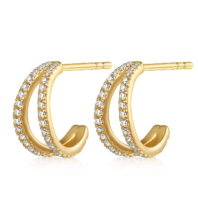 Cubic Zirconia Double Hoop Earrings