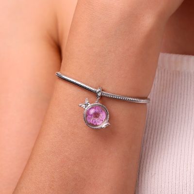 Preserved Flower Butterfly Pendant