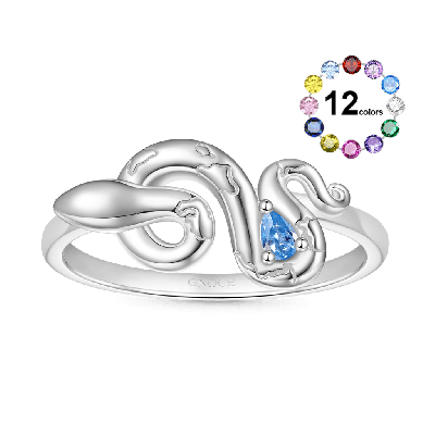 Zodiac Snake Birthstone Ring