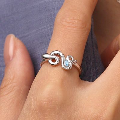 Zodiac Snake Birthstone Ring