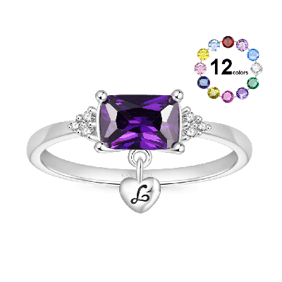 Dainty Purple Baguette Statement Ring