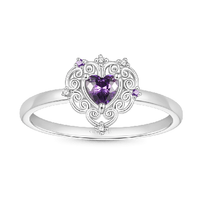 Vintage Purple CZ Heart Ring