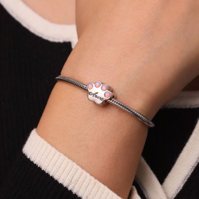 Cat Paw Opal Inlaid Photo Charm