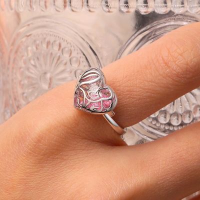 Openable Hollow Heart with Diamond Ring
