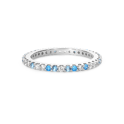 Gradient Blue And White Topaz Band Ring