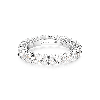 White Topaz Oval-cut Eternity Ring