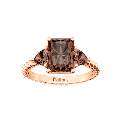 Radiant Brown Three-stone Ring