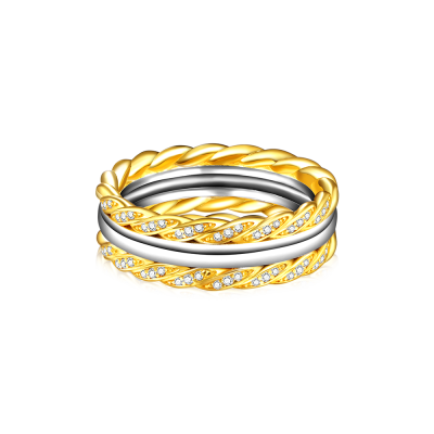 Two-tone Twisted Rope Wedding Band