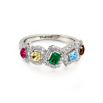 Mixed Shape Halo Twisted Rope Ring