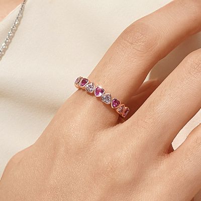 Morganite Heart Bezel Eternity Band