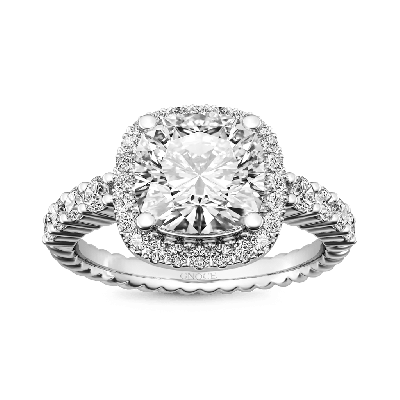 Cushion-cut Halo Side Stone Ring