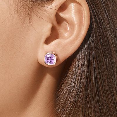 Asscher Cut Halo Stud Earrings