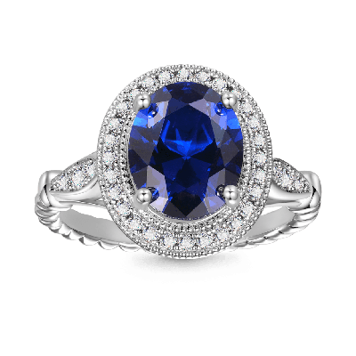 Oval Cathedral Halo Twist Cocktail Ring