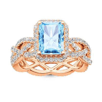 Radiant-cut Halo Crossover Ring