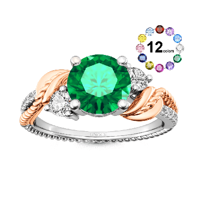 Two-tone Three Stone Twisting Ring