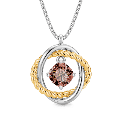 Brown Cushion Crossover Necklace