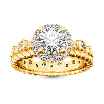 Round Cut Halo Crown Engagement Ring