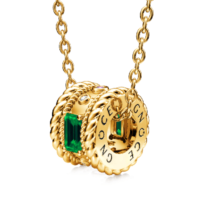 Radiant Cut Emerald Drum Necklace