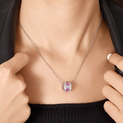 Fuchsia Gems Twisted Rope Drum Necklace