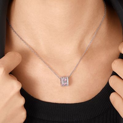 Pink Swan Drum Pendant Necklace