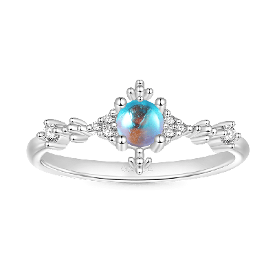 Blue Fire Moonstone Promise Ring