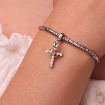 Gold Crown of Thorns Nail Cross Pendant