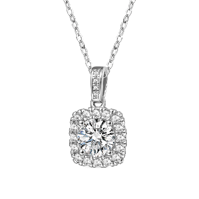 Cushion Halo VVS Moissanite Necklace