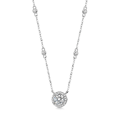 Round Moissanite Frame Station Necklace