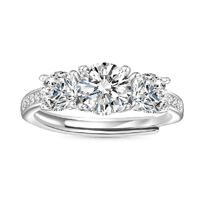 0.7 Ct VVS Moissanite Three-Stone Ring