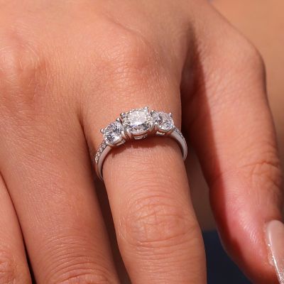 0.7 Ct VVS Moissanite Three-Stone Ring