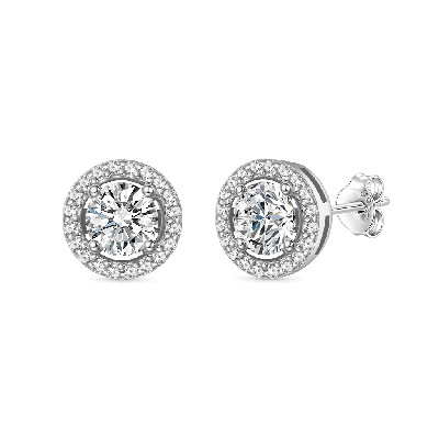 Round Cut Rubover Moissanite Earrings