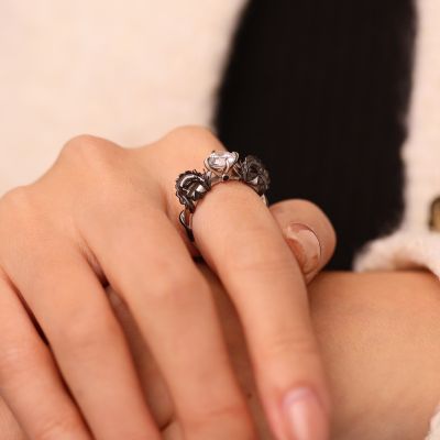 Black Dragon Embrace Diamond Ring