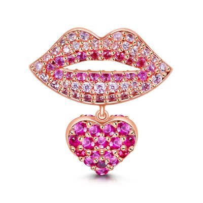 Lips with Heart Charm