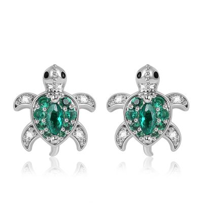 Green Turtle Stud Earrings